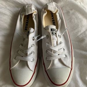 Worn once White Converse - half lace